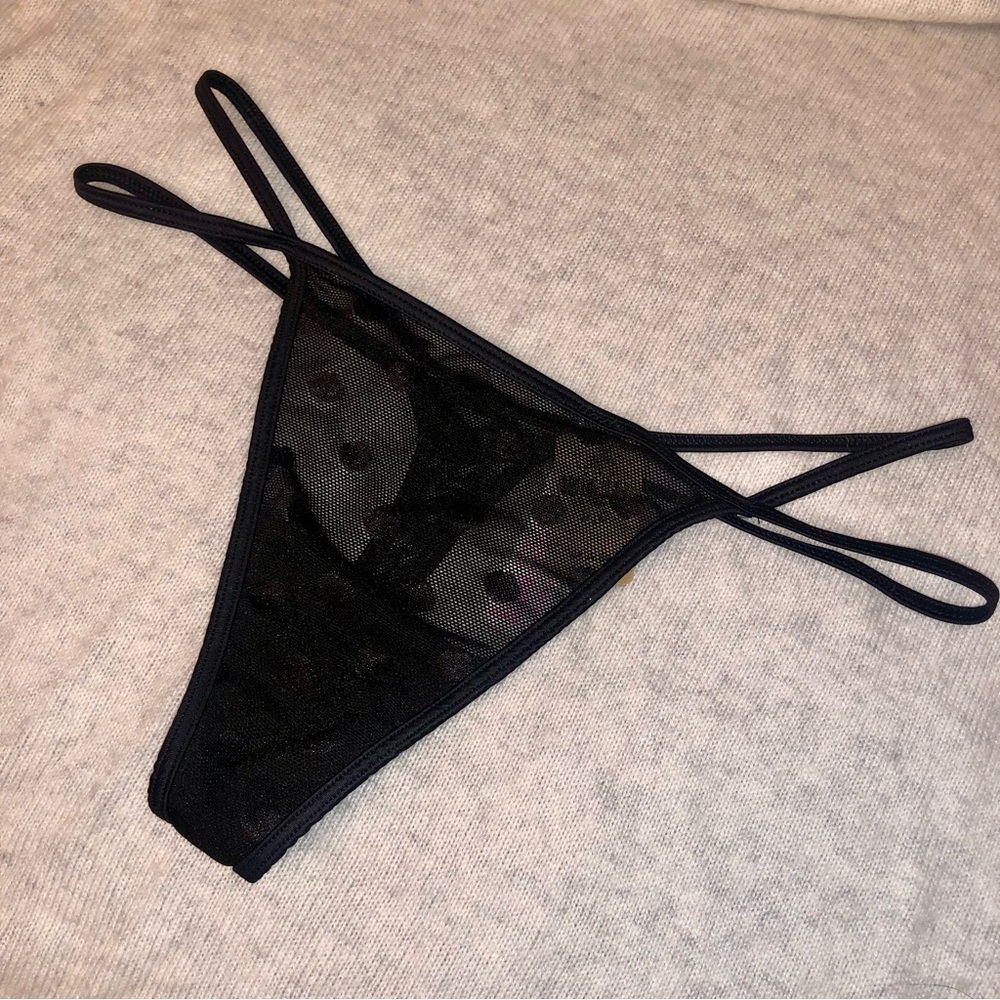 3 for $15 MUST BUNDLE - NWT PINK Strappy Black Mesh Polka Dot Thong